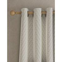 M&S Textured Herringbone Eyelet Curtains Light Grey Mix