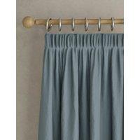 M&S Brushed Pencil Pleat Blackout Thermal Curtains Blue