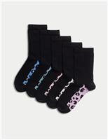5 Pack Cotton Rich Leopard Socks (6 Small - 7 Large)