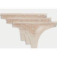 Body by M&S 3pk Body Soft Lace Thongs Opaline