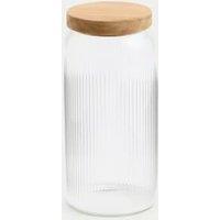 Large Ribbed Glass Storage Jar