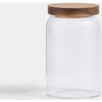 Medium Ribbed Glass Storage Jar