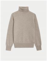 Autograph Pure Cashmere Roll Neck Jumper Soft Brown