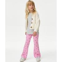 Cotton Rich Heart Ribbed Flared Leggings (2-8 Yrs)