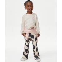 Cotton Rich Heart Ribbed Flared Leggings (2-8 Yrs)