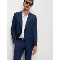M&S Slim Fit Double Breasted Jacket with Stretch Dark Indigo