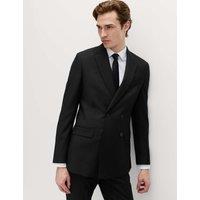 M&S Slim Fit Double Breasted Jacket with Stretch Black