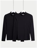 2pk Cotton Rich Funnel Neck Slim Fit Tops