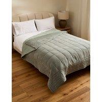 M&S Cotton Velvet Quilted Bedspread Sage