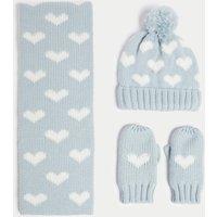 Kids Heart Hat, Scarf and Mitten Set (1-6 Yrs)