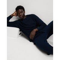 M&S Pure Cotton Waffle Loungewear Sweatshirt Smokey Green