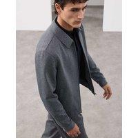 Autograph Knitted Yarn Dyed Harrington Jacket Navy