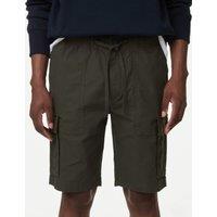 Elasticated Waist Ripstop Textured Cargo Shorts