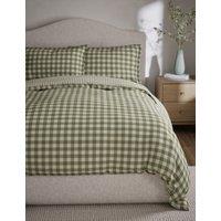 M&S Pure Cotton Gingham Bedding Set Green