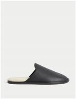 JAEGER Leather Mule Slippers with Freshfeet Black