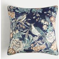 Velvet Bird Embellished Cushion