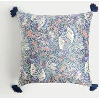 Velvet Floral Tasselled Cushion