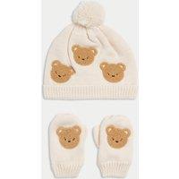 Kids 2pc Spencer Bear Hat & Mittens Set (0-3 Yrs)