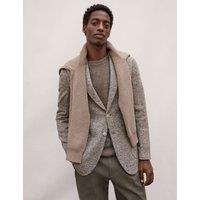 Tailored Fit Wool Blend Check Textured Blazer