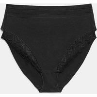 M&S 2 Pack Amelia Lace Cotton Rich Shaping Knickers Black