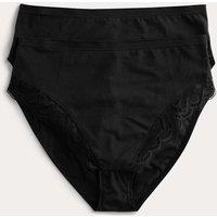 M&S 2 Pack Amelia Lace Cotton Rich Shaping Knickers Black