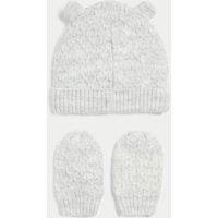 Kids 2pc Bear Hat & Mittens Set (0-3 Yrs)