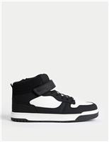 M&S Kids' Freshfeet Riptape High Top Trainers (4 Small - 7 Large) Black Mix