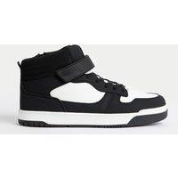 M&S Kids' Freshfeet Riptape High Top Trainers (4 Small - 7 Large) Black Mix