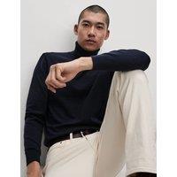 Cotton Rich Roll Neck Jumper with Wool