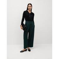 Pleat Front Wide Leg Trousers