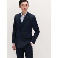 M&S Slim Fit Double Breasted Jacket with Stretch Navy