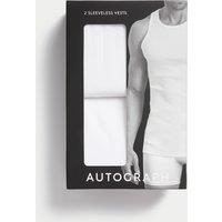 Autograph 2 Pack Supima Cotton Drop Needle Sleeveless Vest Box White