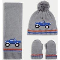 Kids Truck Hat, Scarf and Mitten Set (1-6 Yrs)