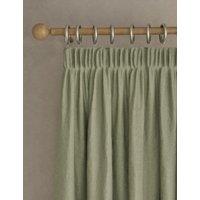 M&S Brushed Pencil Pleat Blackout Ultra Thermal Curtains Sage