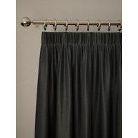 M&S Velvet Pencil Pleat Ultra Thermal Curtains Charcoal