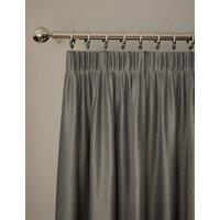 M&S Velvet Pencil Pleat Ultra Thermal Curtains Light Grey