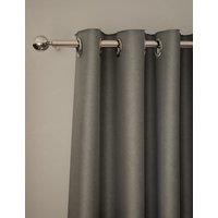 M&S Velvet Eyelet Ultra Thermal Curtains Light Grey