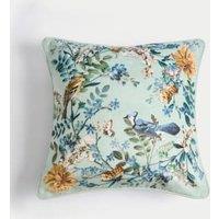 Chenille Bird Print Cushion