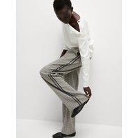 Checked Pull On Wide Leg Trousers