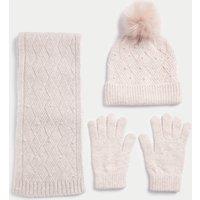 Kids Beaded Hat, Scarf and Gloves Set (6-13 Yrs)