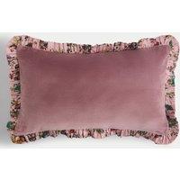 Velvet Ruffle Trim Bolster Cushion