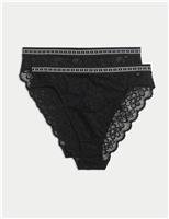 2pk Cleo Lace High Waisted High Leg Knickers