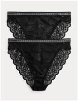 2pk Cleo Lace High Waisted High Leg Knickers