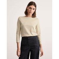 Pure Mercerised Cotton Striped Boat Neck Top