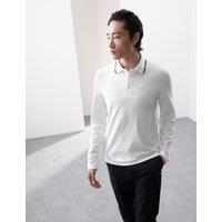 Autograph Cotton Rich Tipped Polo Shirt White Mix
