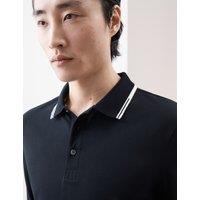 Autograph Cotton Rich Tipped Polo Shirt Black Mix