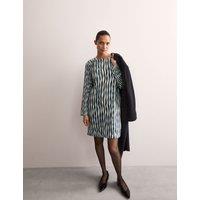 Jacquard Round Neck Mini Shift Dress