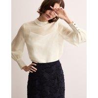 Pure Silk Organza Funnel Neck Blouse