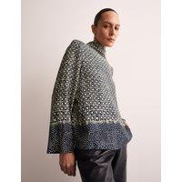 Printed Funnel Neck Blouse
