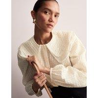 Lyocell Rich Collared Lace Detail Blouse
